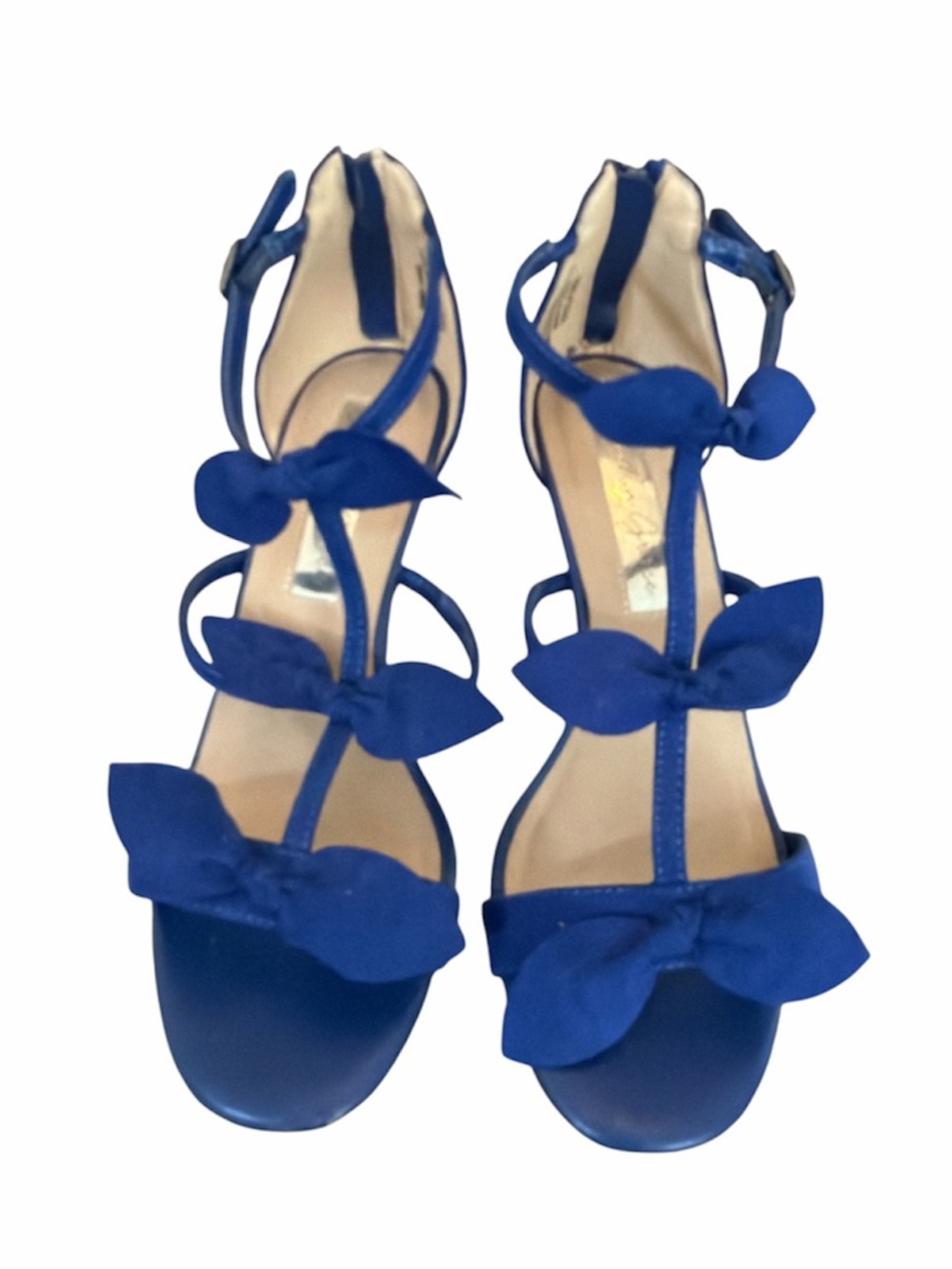 Amelia Grace Blue Suede Bow Sandals Size 8 1/2 M